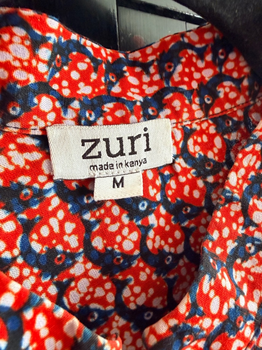 Zuri Red & Navy Printed Top - M